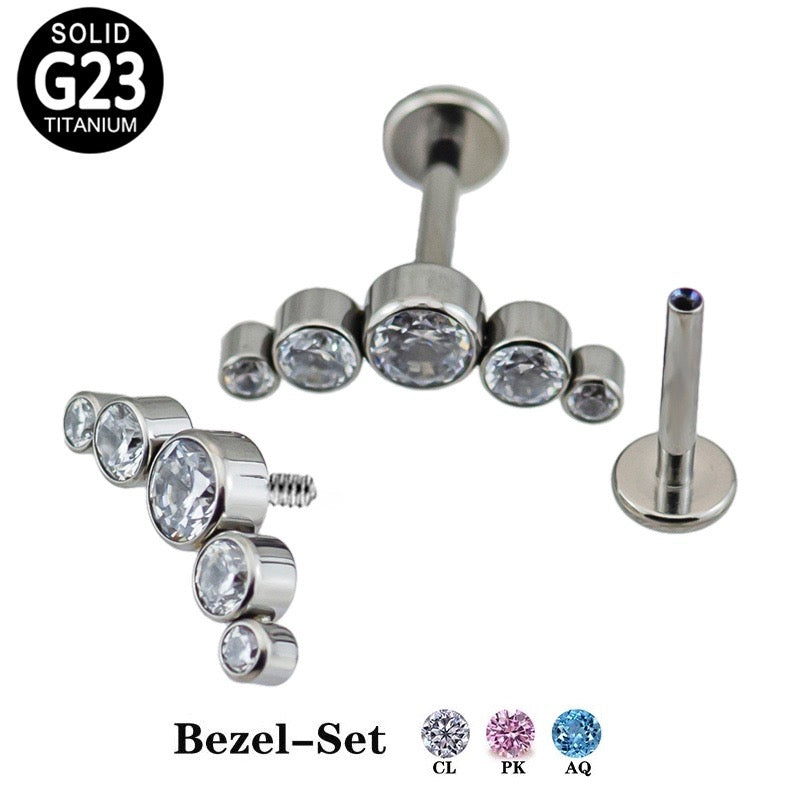 Labret cluster 5 round gems TB-0121