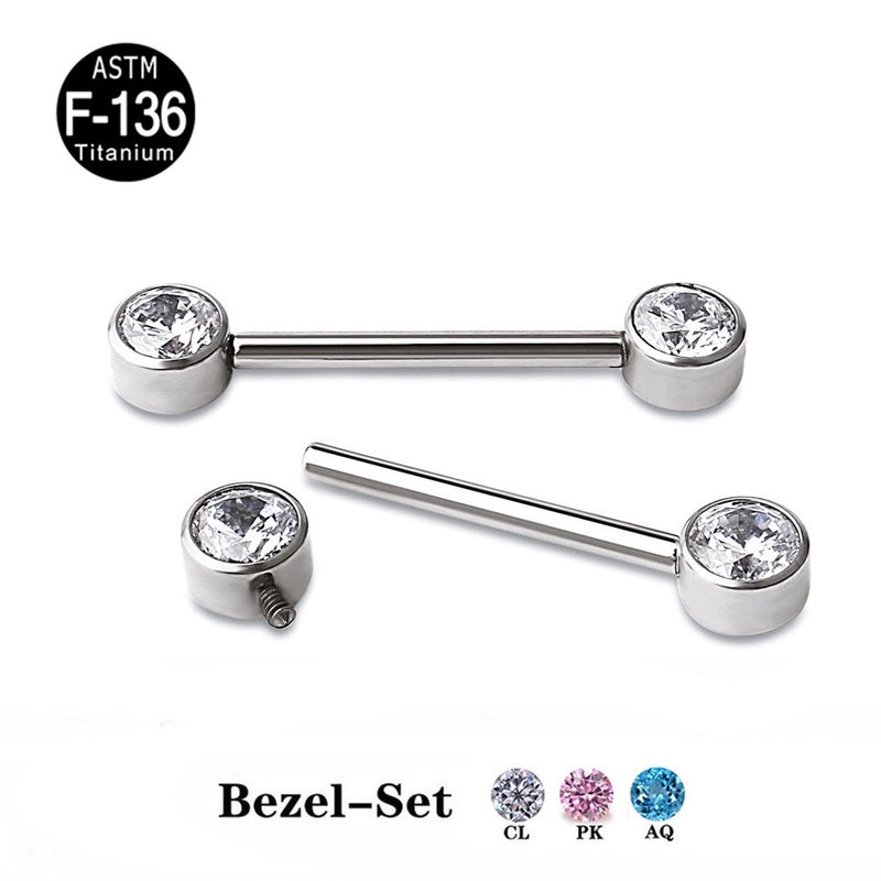 Straight barbell double gems TB-0129