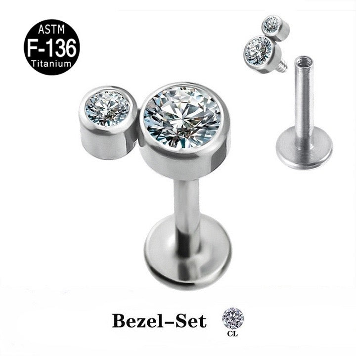 Labret double round gems TB-0109