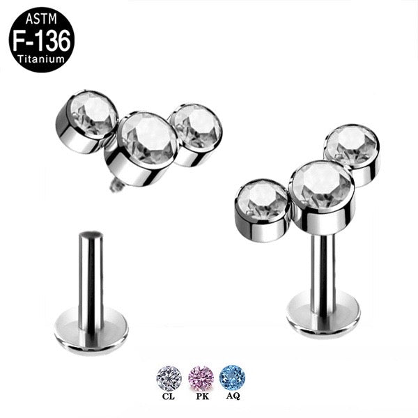 Labret cluster 3 round gems TB-0111