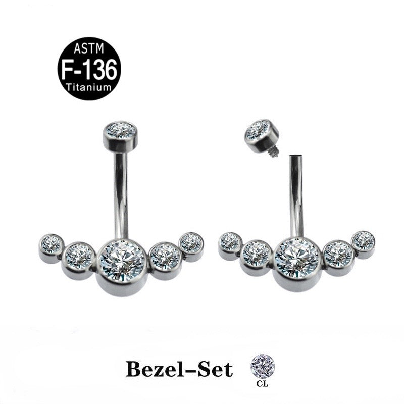 Floating navel cluster 5 round gems TB-0107